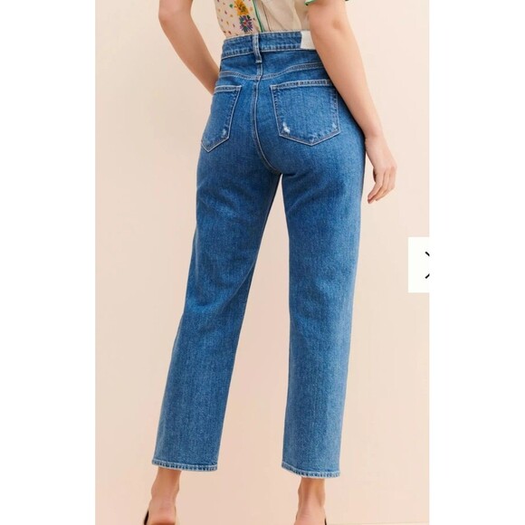 PAIGE Jeans Women's 27 Noella Relaxed Straight Leg Jeans Distressed Cropped - Picture 2 of 11